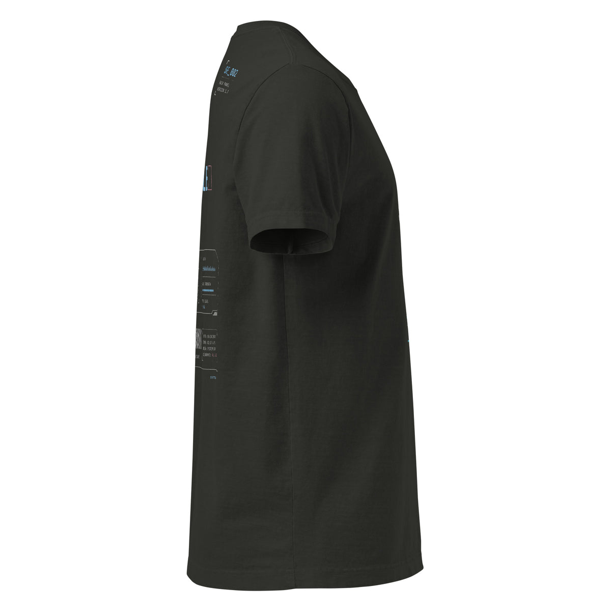 Washed black oversized garment-dyed tee, right side view — Status Available, System Era