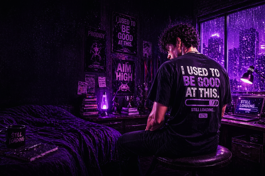 Former Prodigy story-driven streetwear artwork about gifted-kid pressure and adulthood