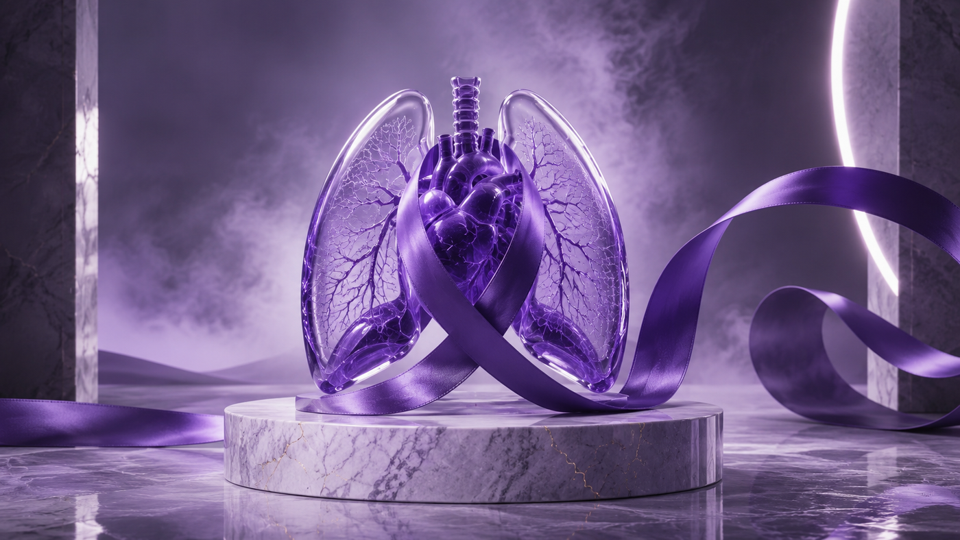 Sarcoidosis awareness purple ribbon lungs artwork