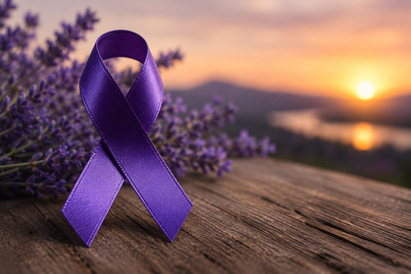 Purple sarcoidosis awareness ribbon in the Sarc Awareness universe.