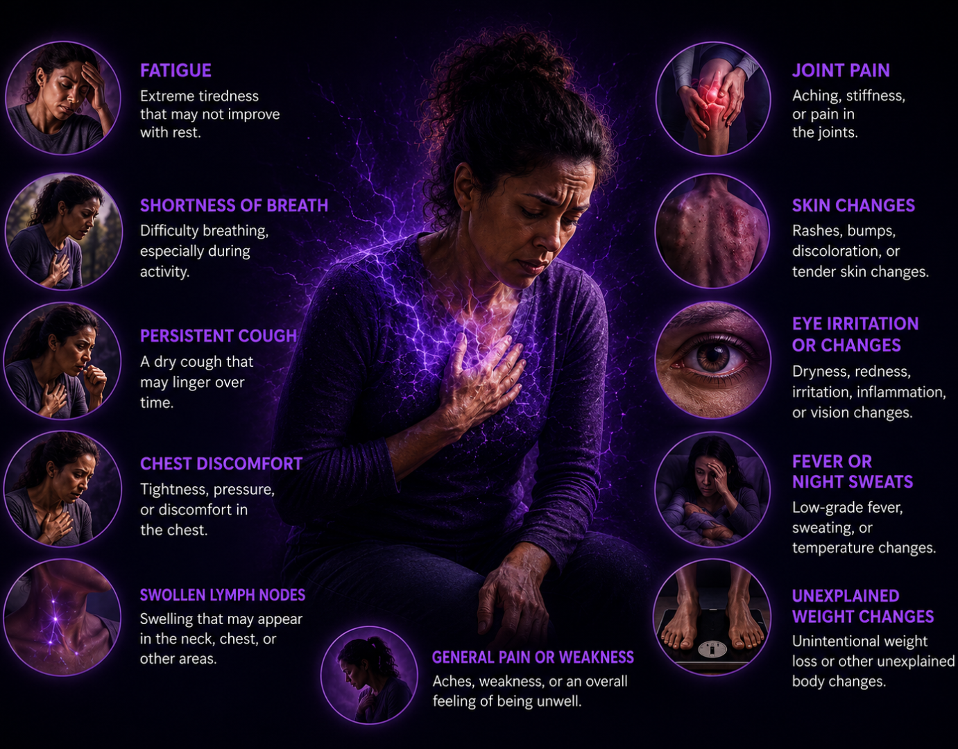 Cinematic visual representing invisible sarcoidosis symptoms.
