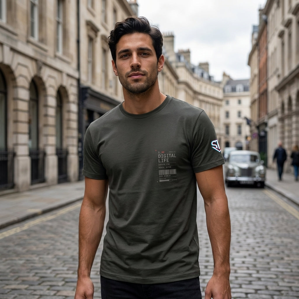 We Thought We Had Time Oversized T-Shirt | Digital Life DL_005 | Use the uploaded model image and uploaded clothing product images as the exact references.