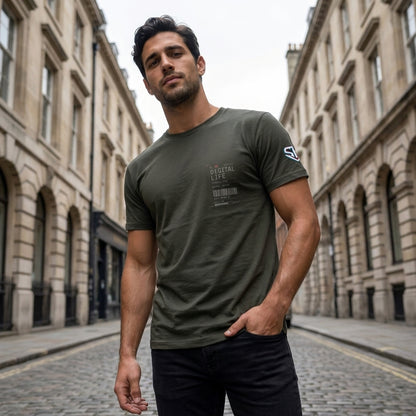 We Thought We Had Time Oversized T-Shirt | Digital Life DL_005 | Use the previously generated image as the primary visual reference for the model, clothing, environment, city street, architecture, lighting, styling, color pal