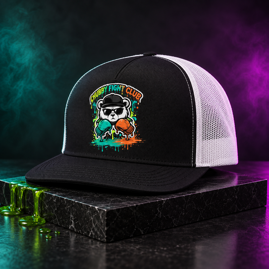 Chubby Fight Club — cinematic trucker cap product view