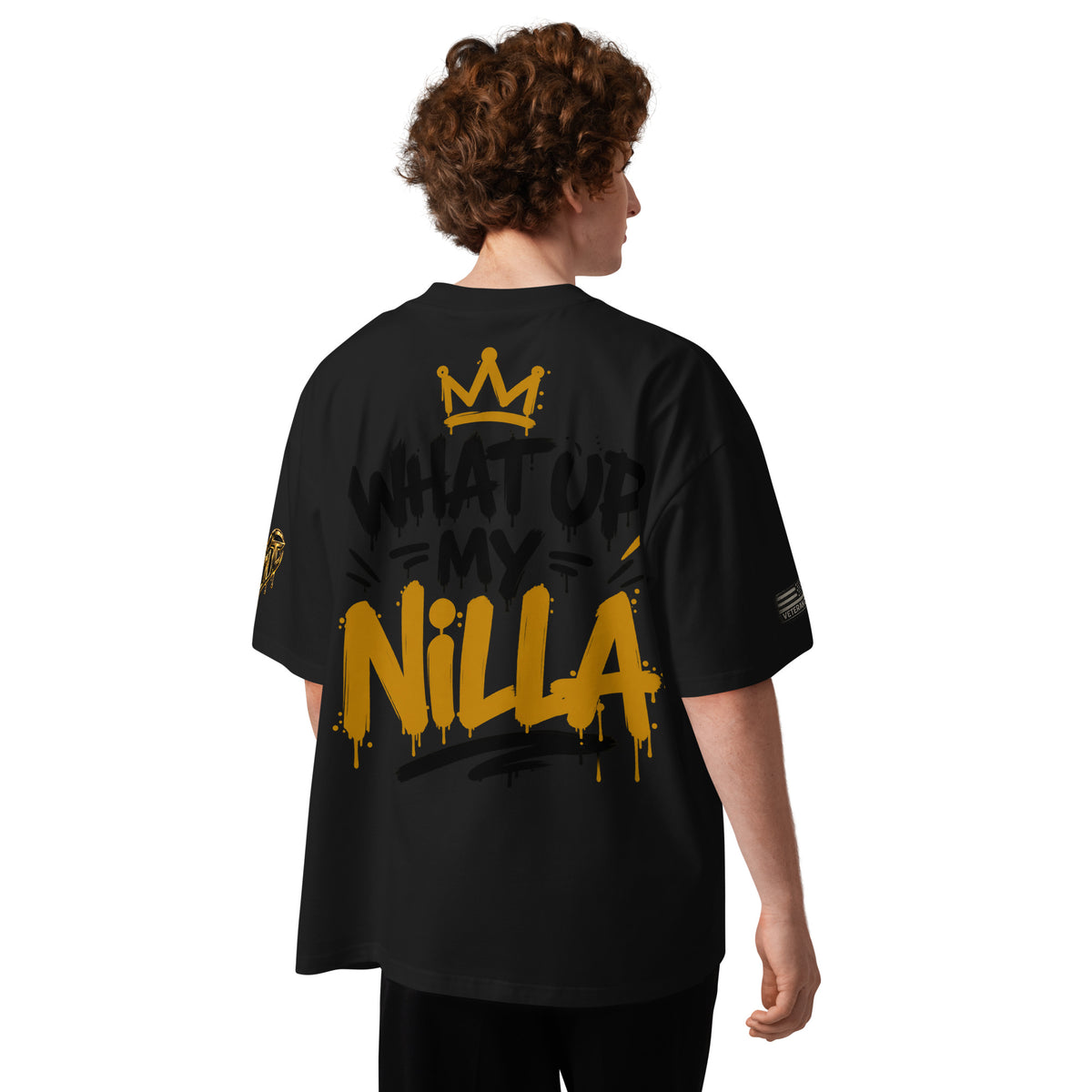 NILLA Drip Series Special Edition oversized tee in Black, back view