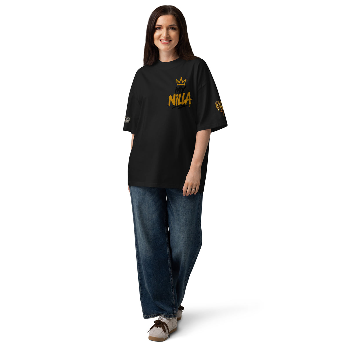 NILLA Drip Series Special Edition oversized tee in Black, alternate front view