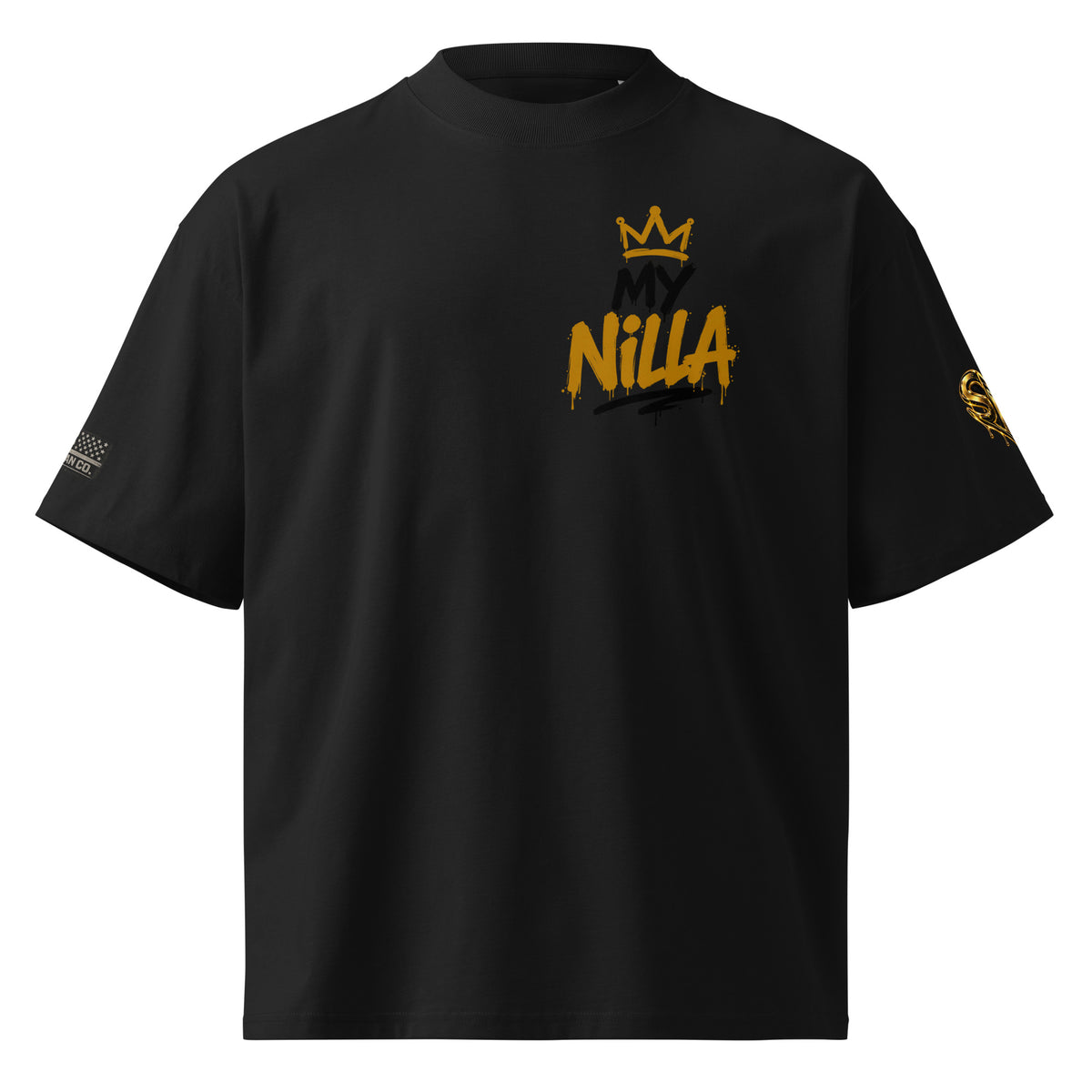 NILLA Drip Series Special Edition oversized tee in Black, front view