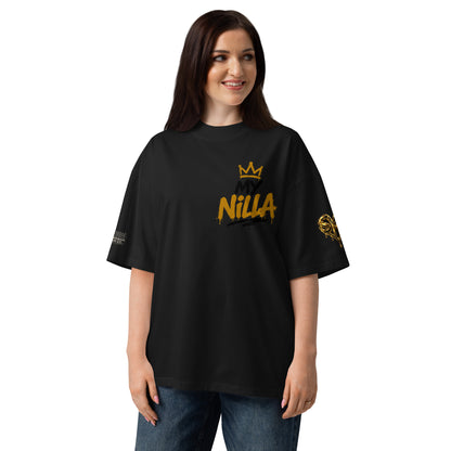 NILLA Drip Series Special Edition oversized tee in Black, front view