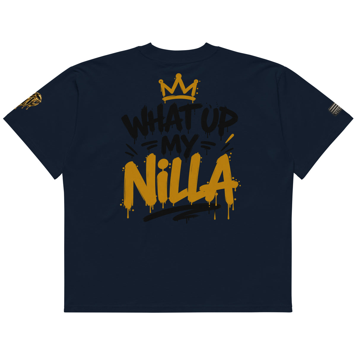 NILLA Drip Series Special Edition oversized tee in French Navy, back view