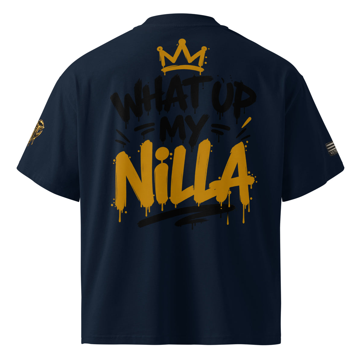 NILLA Drip Series Special Edition oversized tee in French Navy, back view