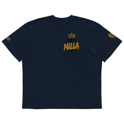 NILLA Drip Series Special Edition oversized tee in French Navy, front view