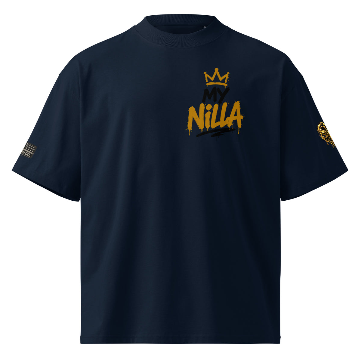 NILLA Drip Series Special Edition oversized tee in French Navy, front view