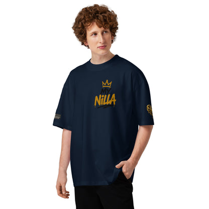 NILLA Drip Series Special Edition oversized tee in French Navy, front view