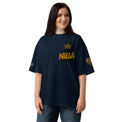 NILLA Drip Series Special Edition oversized tee in French Navy, front view