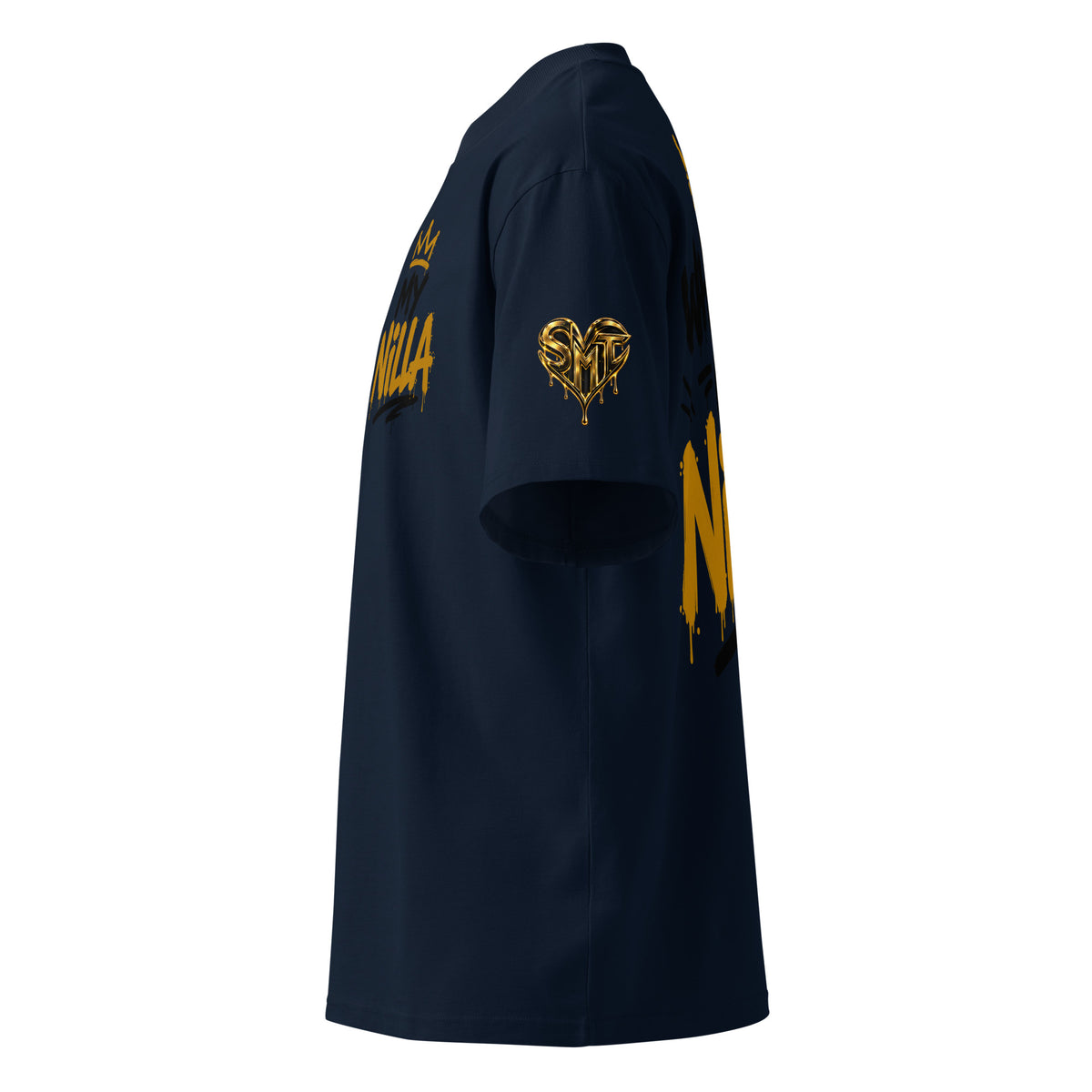 NILLA Drip Series Special Edition oversized tee in French Navy, left side view