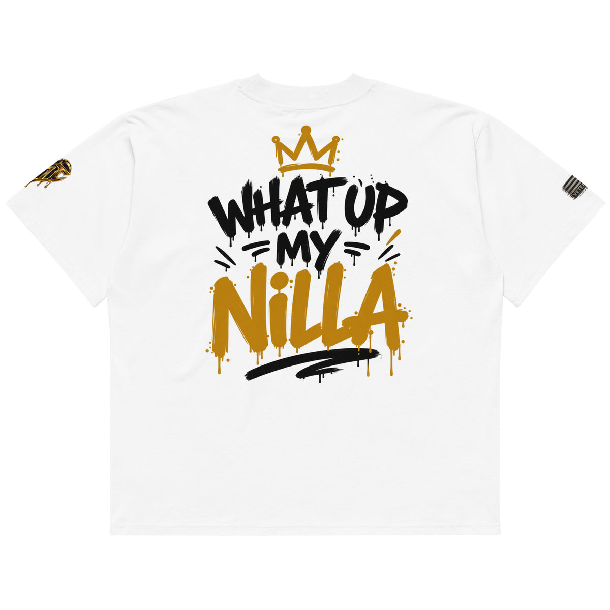 NILLA Drip Series Special Edition oversized tee in White, back view