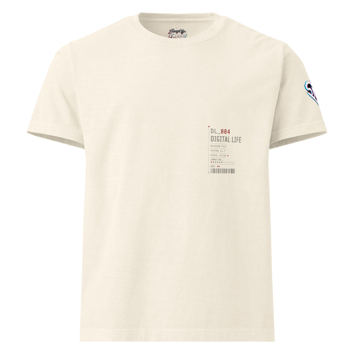 No Stress. Just Play front graphic on vintage white oversized garment-dyed tee — Digital Life