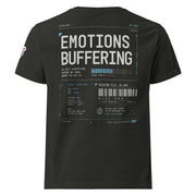 Emotions Buffering back graphic on washed black oversized garment-dyed tee — System Era